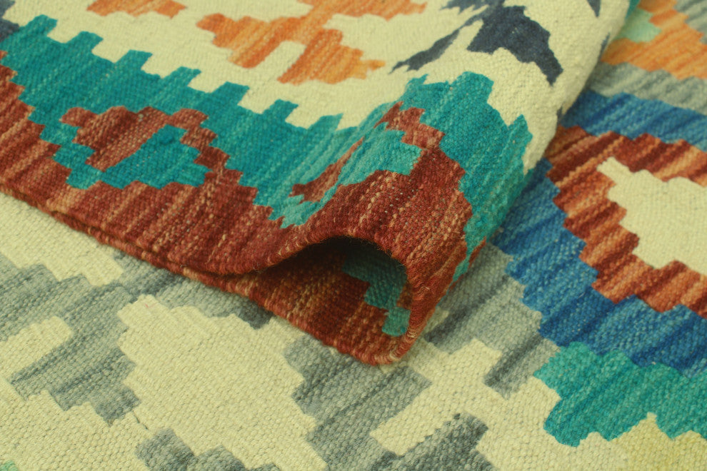 Sangat Kilim Zehra Rust/Blue Rug, 6'9x9'7