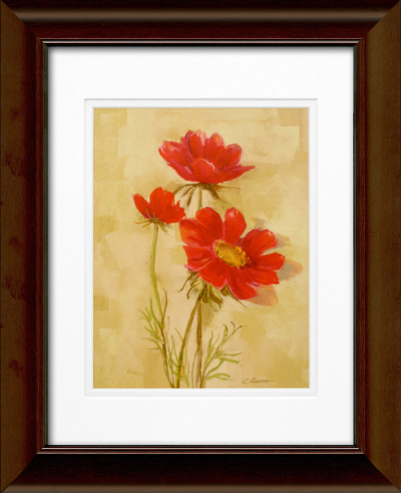 11"x14" Spicy Red Cosmos Matted Framed Art