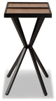 Modern Walnut Finished Wood and Black Finished Metal Console Table