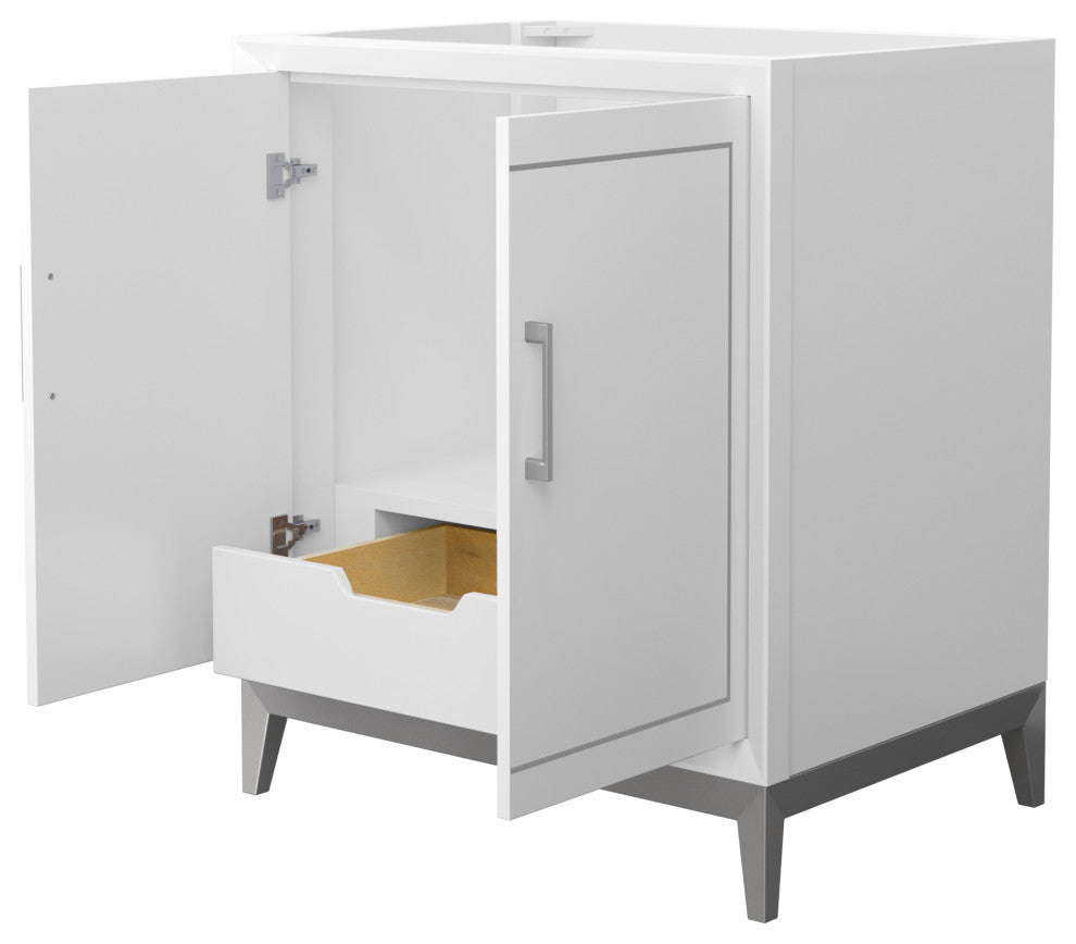 Marlena 30" Single Vanity, No Top, No Sink, Nickel Trim