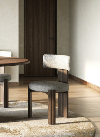 Modrest Sheridan Mid-Century Grey Fabric, Walnut Dining Chair