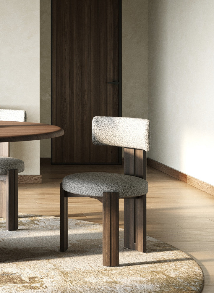 Modrest Sheridan Mid-Century Grey Fabric, Walnut Dining Chair