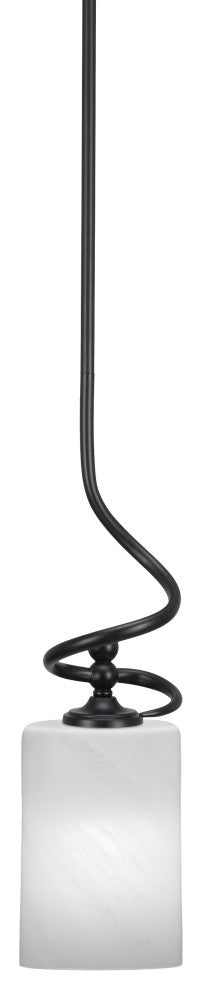 Capri 1-Light Mini Pendant with Hang Straight Swivel, Matte Black/White Marble