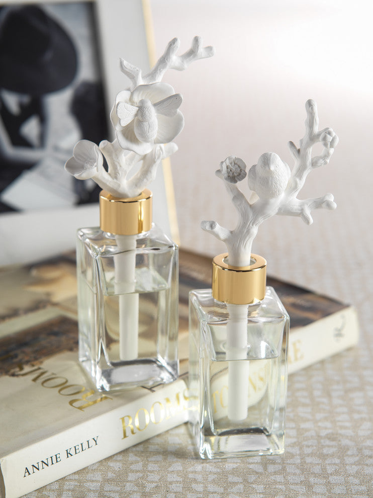 Veranda French Gardenia Porcelain Diffuser, Bird on Branch