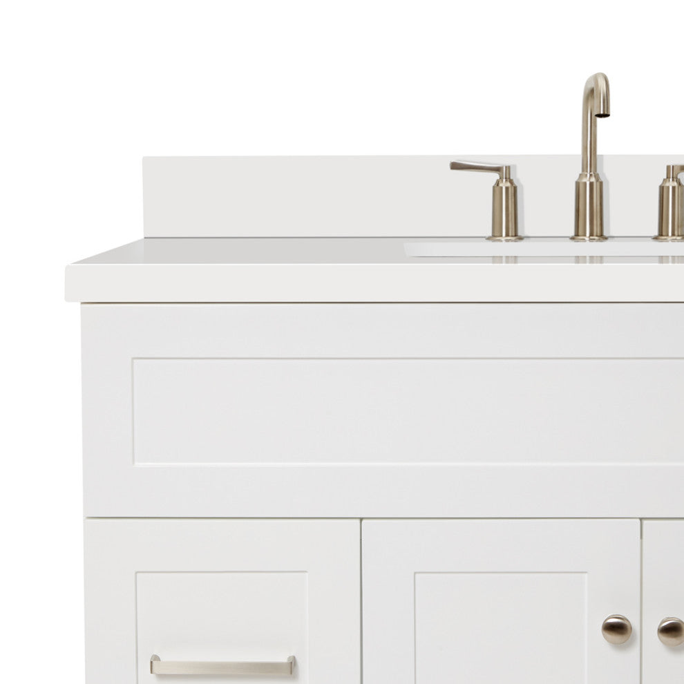 Ariel Hamlet 43" Rectangle Sink Bath Vanity, 1.5" White Quartz