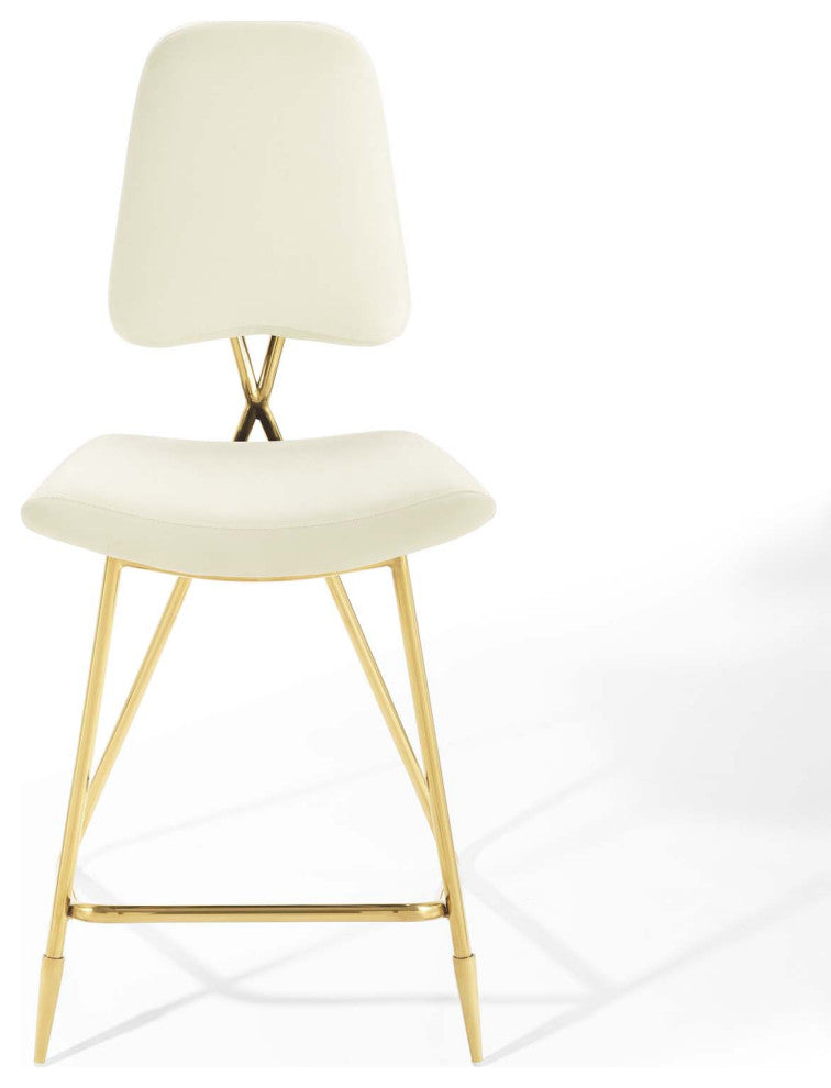 Ponder Counter Stool Performance Velvet Set of 2-Ivory