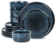 Stone Lain Eden Stoneware 12-Piece Dinnerware Set, Dark Blue