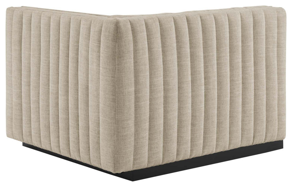 Conjure Channel Tufted Upholstered 4-Piece Sofa, Black Beige