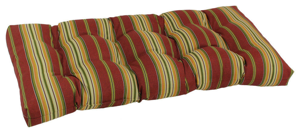 42"X19" Squared Patterned Tufted Loveseat Cushion, Kingsley Stripe Ruby