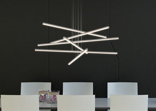 Sonneman 2766 Stix 40"W 6 Arm LED Chandelier - Satin Black