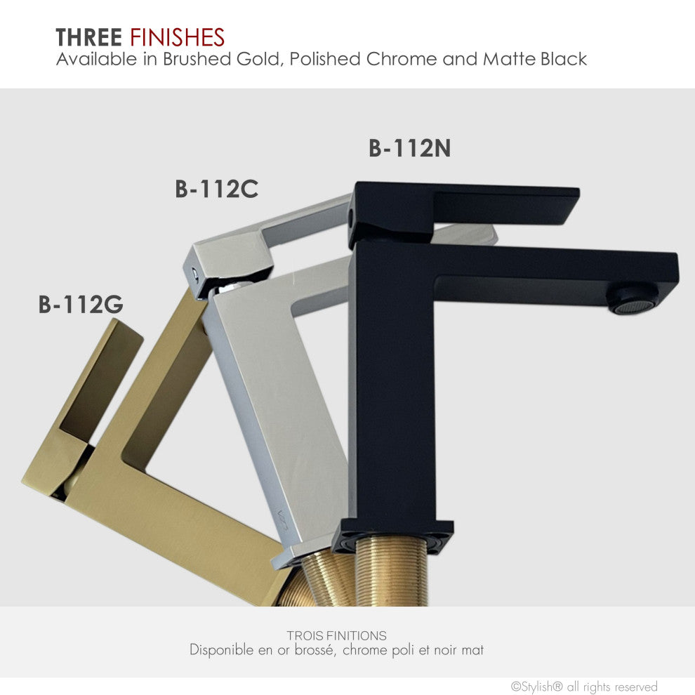 STYLISH Bathroom Faucet Single Handle Polished Chrome Finish, B-112C AVA