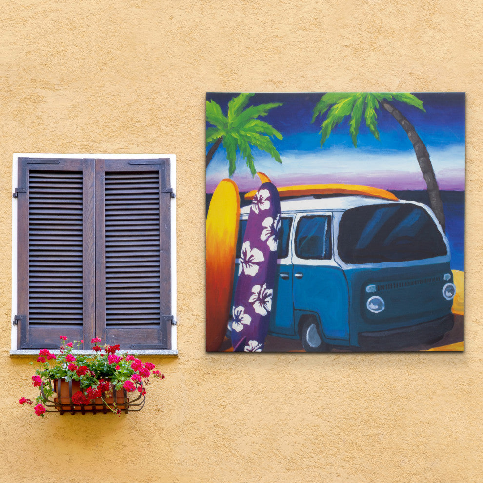 American Art Decor Surf Mini Bus Outdoor Canvas Art Print, 35"x35"