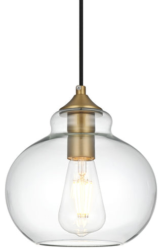Home Living 8" Pendant Clear Shade, Satin Gold