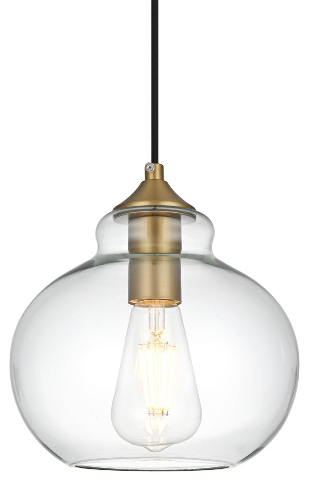 Home Living 8" Pendant Clear Shade, Satin Gold