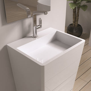 ADM Rectangular Freestanding Pedestal Sink, White, 22", Glossy White