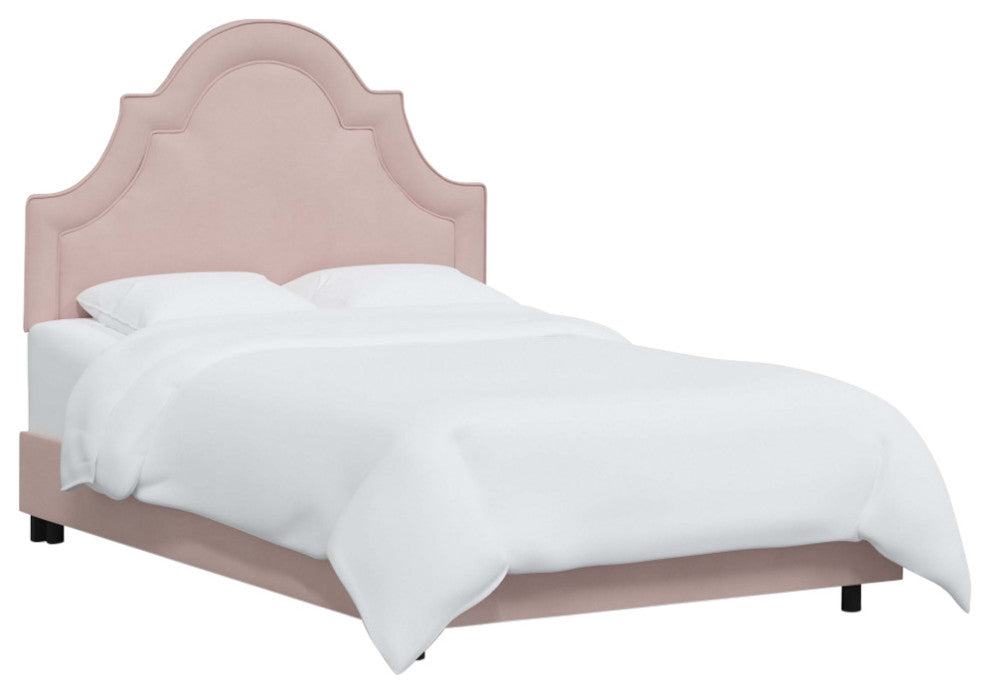 High Arched Bed With Border, Velvet Blush, Twin