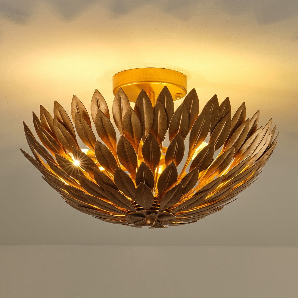 Flower Semi-Flush Mount Lighting, 3 Light