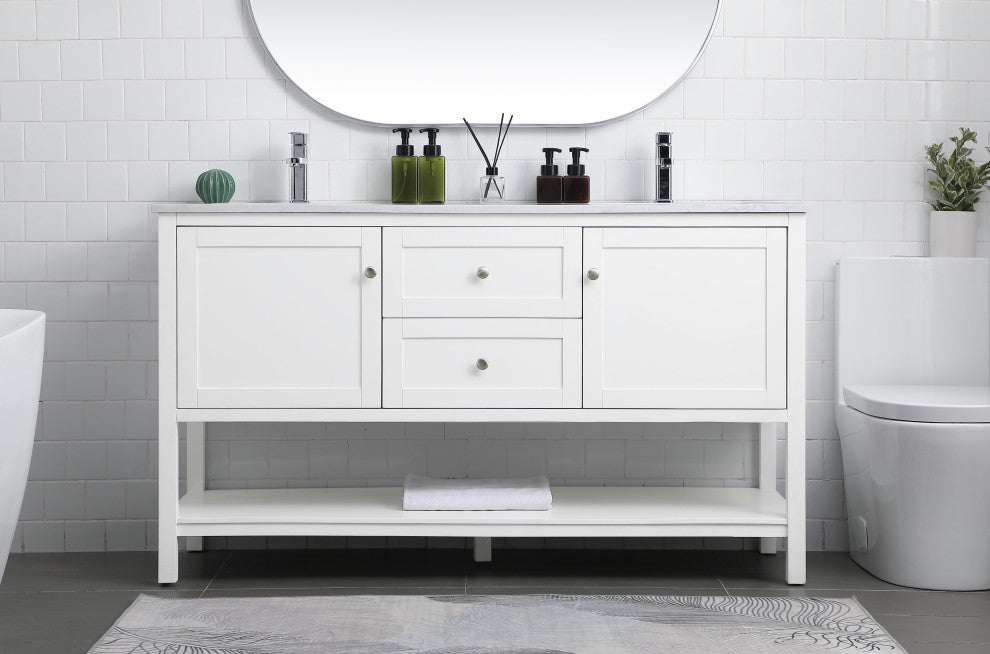 60" Double Bathroom Vanity, White