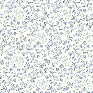 Tarragon Blue Dainty Meadow Wallpaper Sample