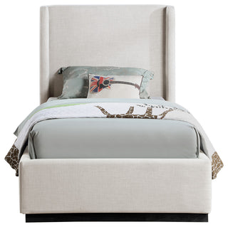 Flynn Linen Textured Fabric Full Bed, Beige, Twin