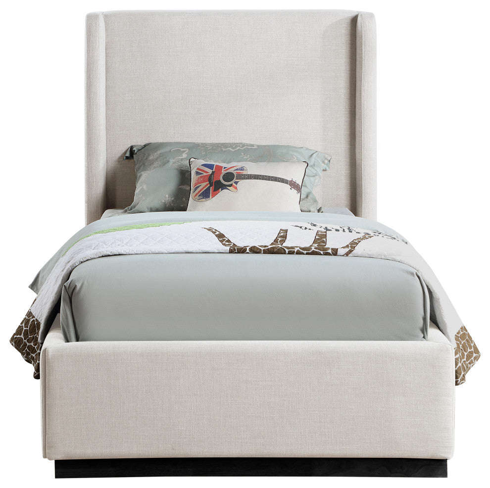 Flynn Linen Textured Fabric Full Bed, Beige, Twin
