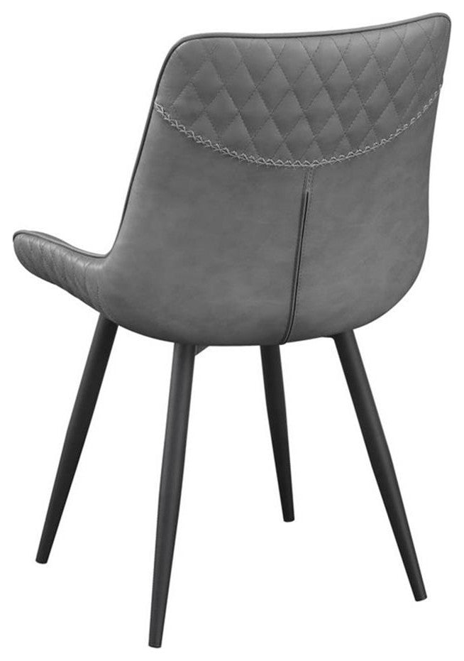Pemberly Row Faux Leather Upholstered Side Chair in Gray Finish