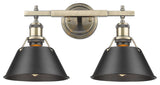 Orwell 2-Light Vanity Light in Aged Brass with Matte Black