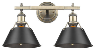 Orwell 2-Light Vanity Light in Aged Brass with Matte Black