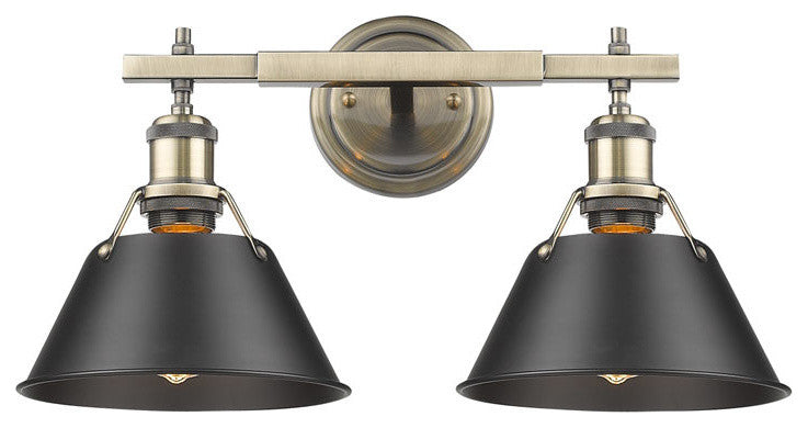 Orwell 2-Light Vanity Light in Aged Brass with Matte Black