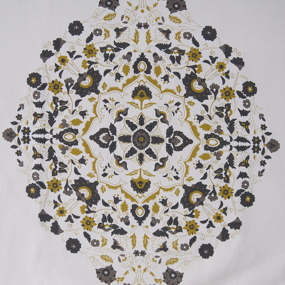 Kerala Gold Printed Cotton Twill Fabric Sample, 4Wx4L