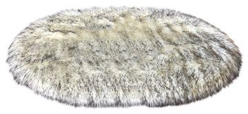 Super Soft Faux Sheepskin Rug, Oval, Twilight, White, Black Tips, 4'x6'