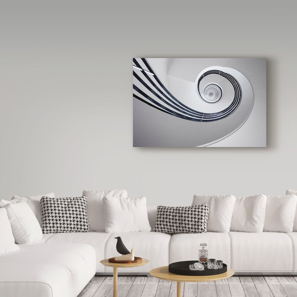 Max Zimmermann 'Fibonacci White Spiral' Canvas Art, 24"x16"