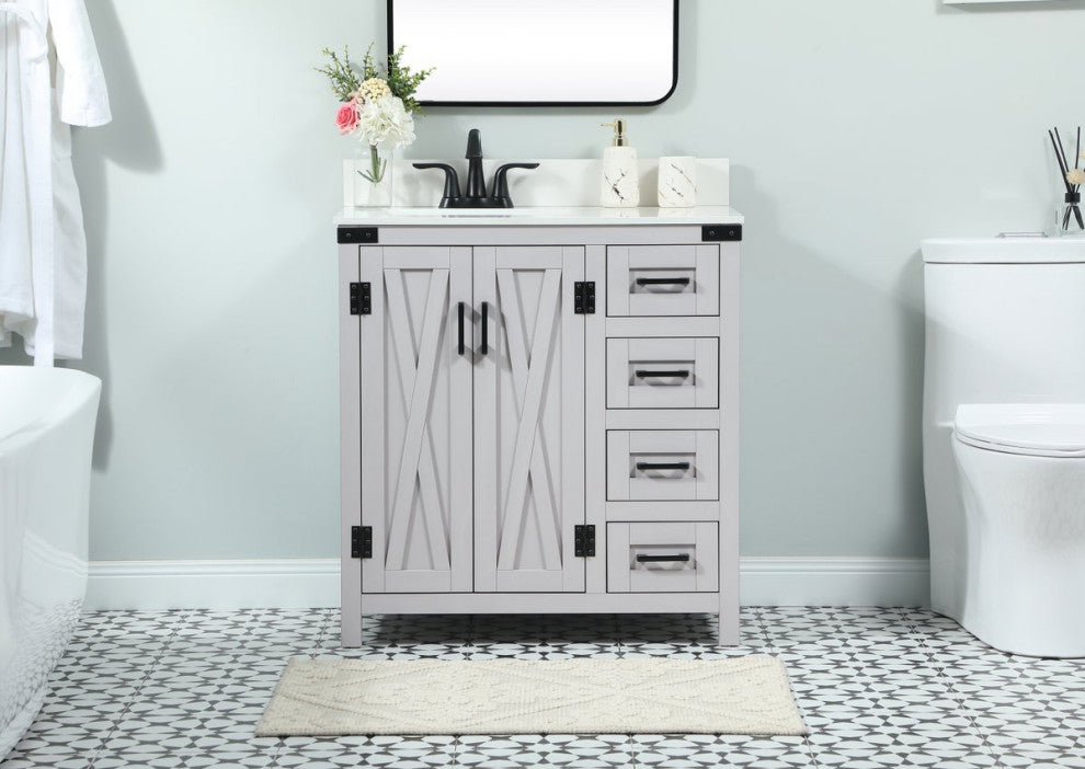 Home Living 19" Farmhouse Grey-Light Bathroom Vanity