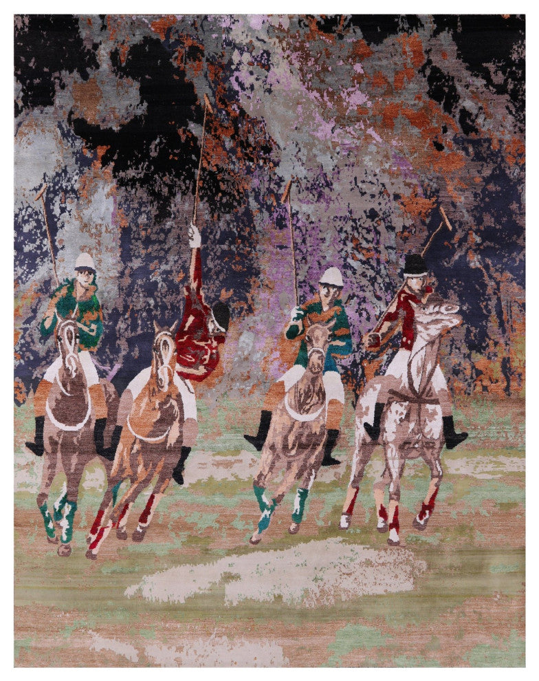 Polo Hand Knotted Wool and Silk Rug 8' 0" X 10' 2" Q9103