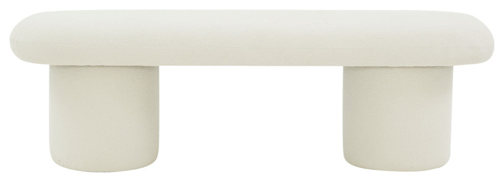 Safavieh Couture Cassandralee Boucle Bench, Ivory