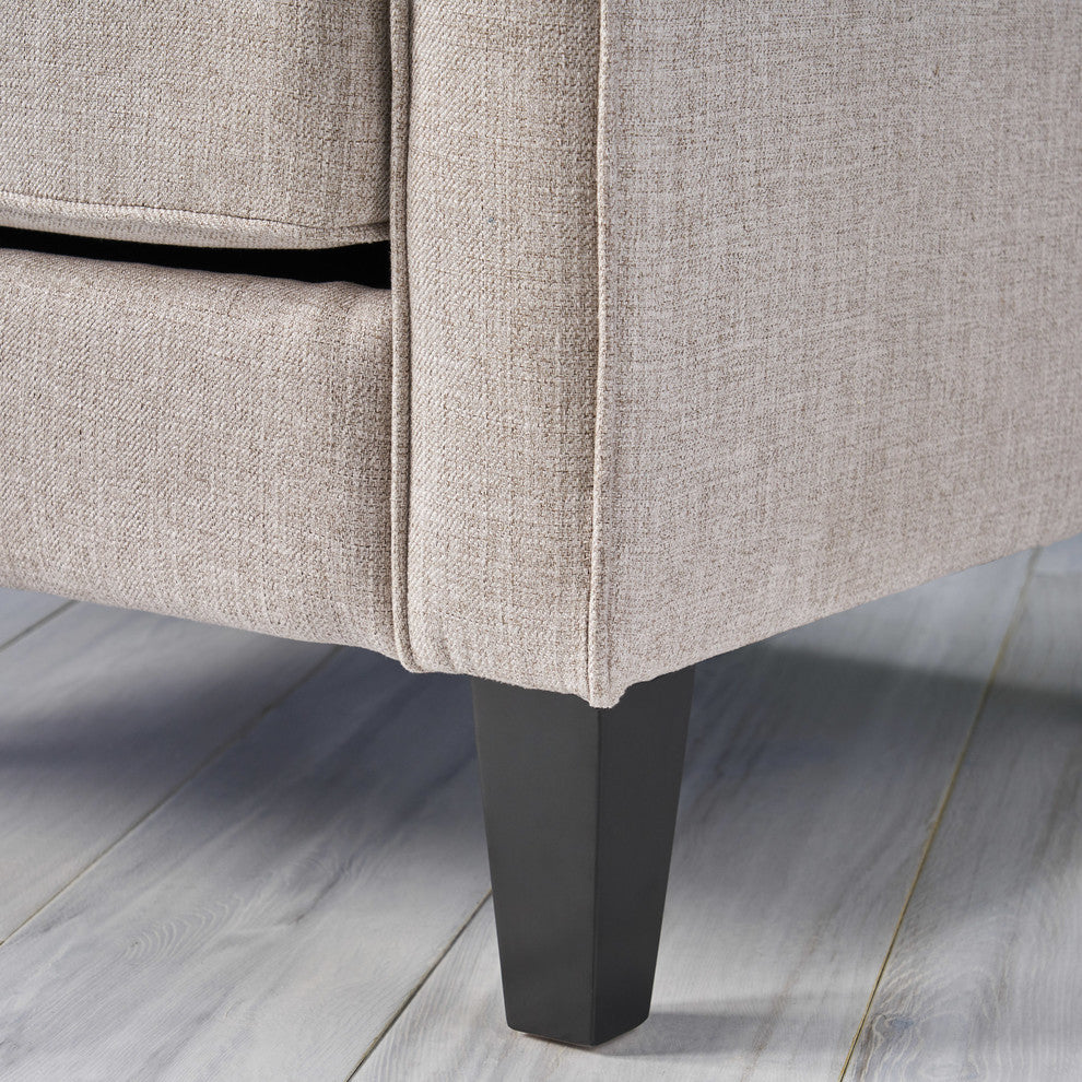 Elizabeth Contemporary Fabric Club Chair, Beige, Dark Brown