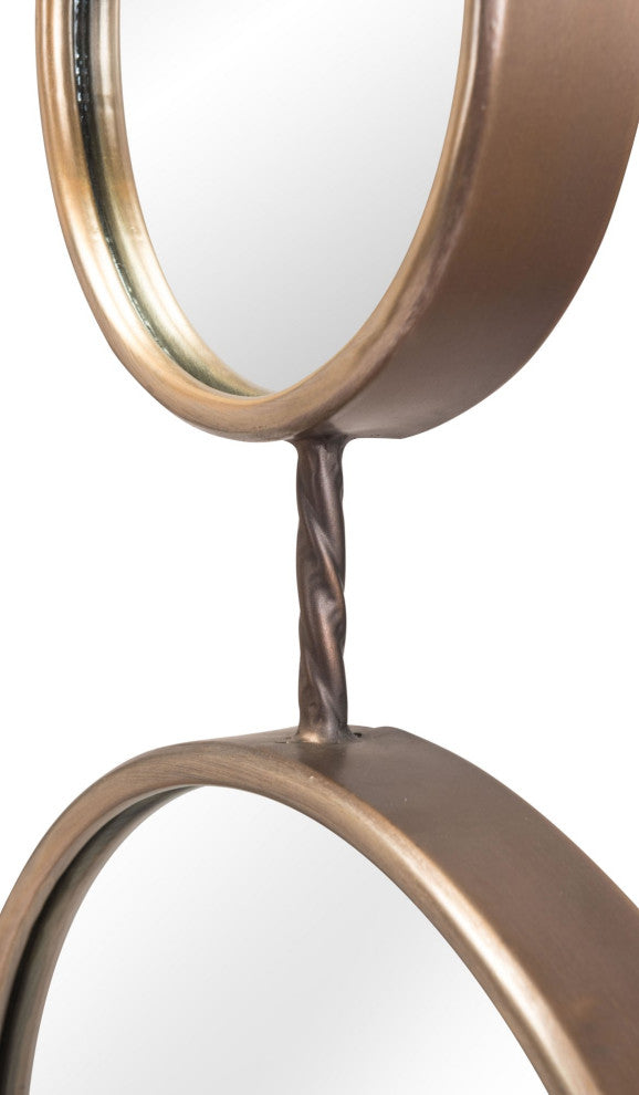 Frame Wall Mirror, Round, Glass, Steel Metal, Gold, Mid Century Bedroom Living