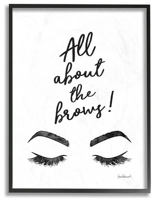 All About The Brows Ink Illustration Framed Giclee Texturized Art, 11"x14"