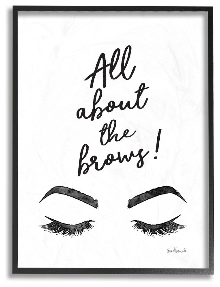 All About The Brows Ink Illustration Framed Giclee Texturized Art, 11"x14"