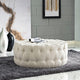Amour Upholstered Fabric Ottoman, Beige