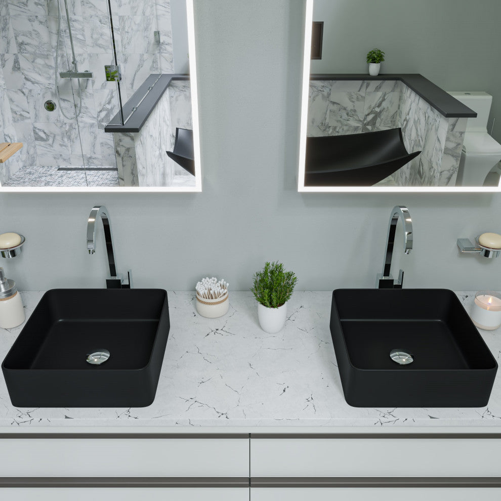 Alfi Brand Abc903-Bm Black Matte 16" Modern Square Above Mount Ceramic Sink