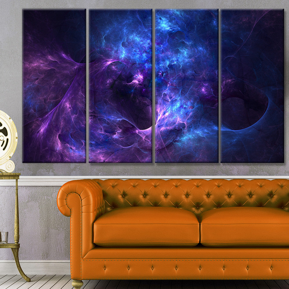New Galaxy with Nebel, Landscape Canvas Art Print, 48"x28", 4 Panels