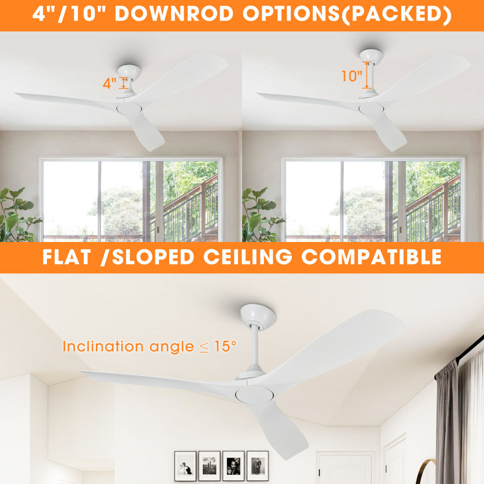 52 in. Modern Ceiling Fan with DC Reversible Motor and Remote