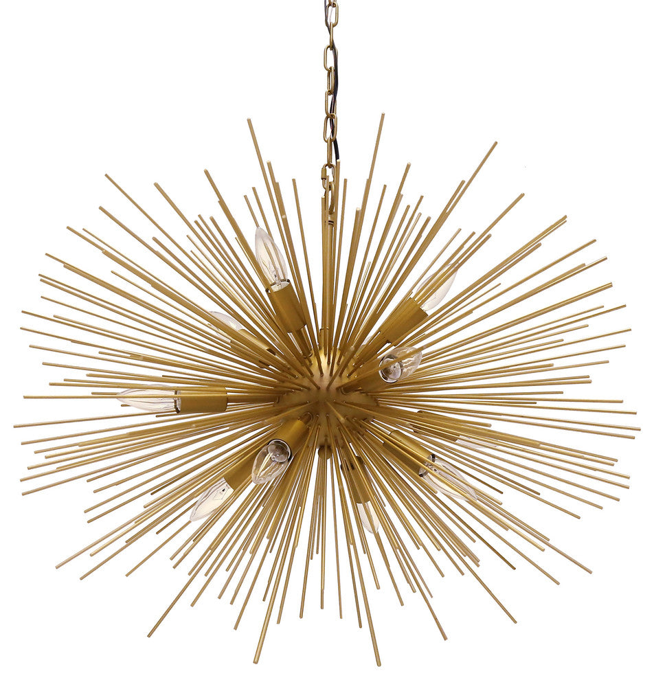 Emme Starburst 12 Light, Brushed Gold Sputnik Chandelier, Brushed Gold, 29"