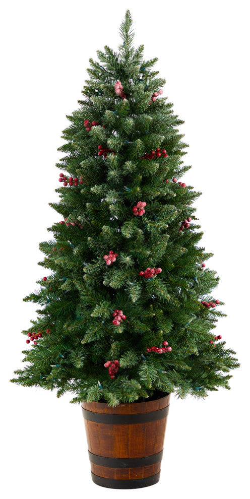 T3281 5' Frosted Colorado Aspen Pre-Lit Artificial Porch Christmas Tree