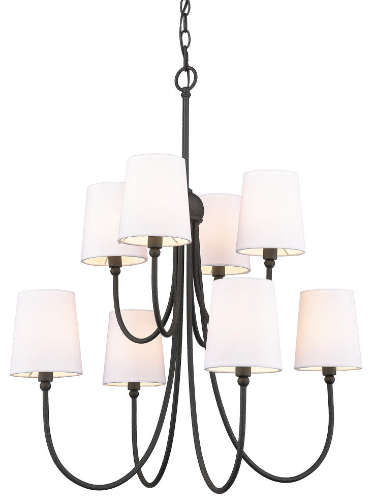 Forged Black 8 - Light Shaded Simply Rustic Chandelier