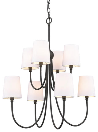 Forged Black 8 - Light Shaded Simply Rustic Chandelier