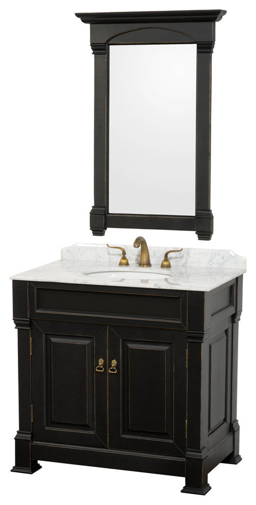 Andover Single Bathroom Vanity With Mirror, 36"