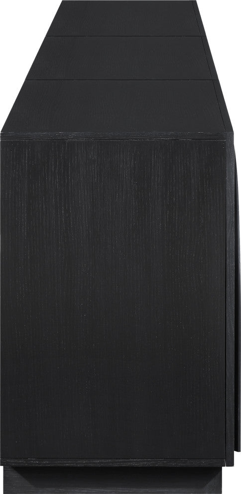 Navona Oak Veneer Sideboards / Buffet, Black, 3pc
