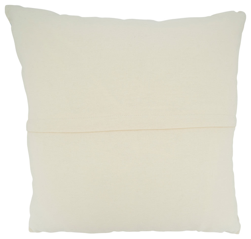 Woven Pillow With Line Design, Blue, 22"x22", Poly Filled